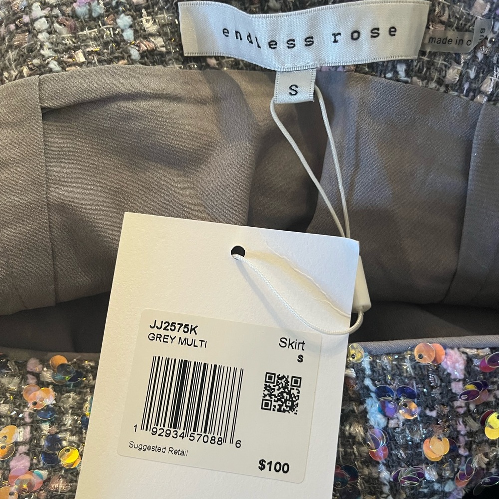 Endless Rose 2 PEICE SET Sequin Tweed Cropped Blazer Jacket & Mini Skirt Set NWT - Picture 6 of 16
